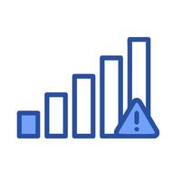A graph with a warning icon vector