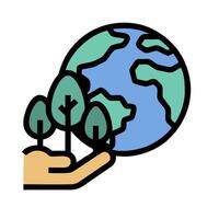 Earth day icon with hand holding a tree vector
