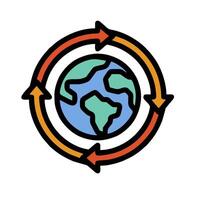 Earth globe with arrows and arrows in the middle vector
