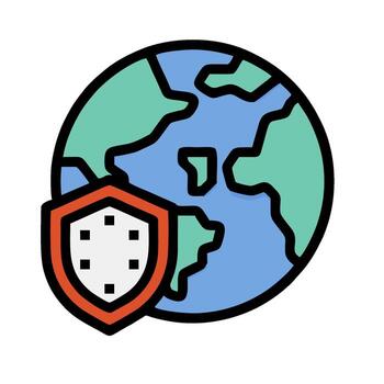 A globe with a shield on it vector