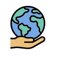 Hand holding globe icon illustration design vector