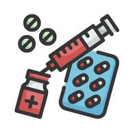 Illustration of a syringe and pills vector