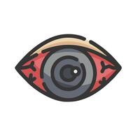 An eye icon with a red and black eye vector
