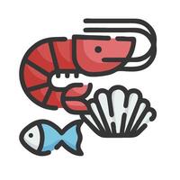 Shrimp and shellfish icon illustration vector