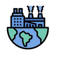 A globe with factories and a building on it vector