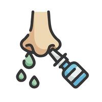 A hand holding a syringe and droplets of water vector