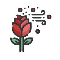 A rose with a red petal and a stream of bubbles vector