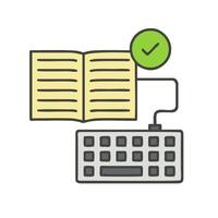 A book and a keyboard with a tick vector