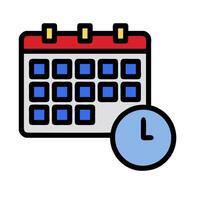 A calendar and clock icon on a white background vector