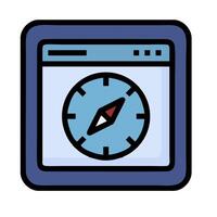 A computer screen with a compass icon vector