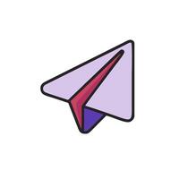 A paper airplane icon with a purple and pink paper vector