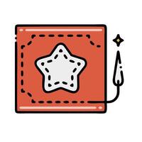 A star and a needle in a red box vector