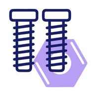 Screws and hex nuts icon on white background vector