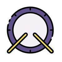 A drum with two sticks on it vector