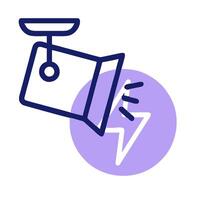 A purple light bulb with a lightning bolt on it vector