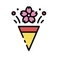 A colorful ice cream cone with a flower in it vector