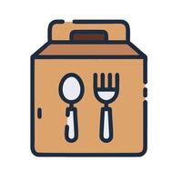 A box with a fork and spoon inside vector