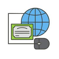 A globe and a mouse are connected to a computer vector