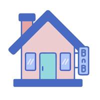 A house with a blue door and a sign that says bbb vector
