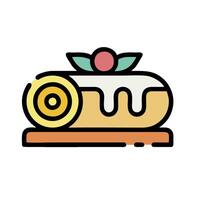A pastry roll with icing on top vector
