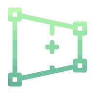 A green and white triangle with a plus sign vector