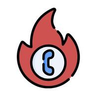 A phone icon with a flame on it vector