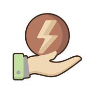 Hand holding a ball with a lightning bolt on it vector