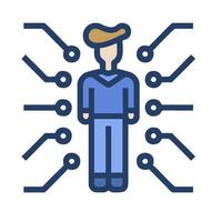 A man standing in front of a group of electronic components vector