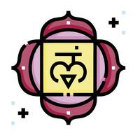 The chakra symbol is shown in a flower vector