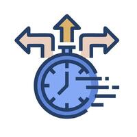 A clock with arrows pointing to it vector