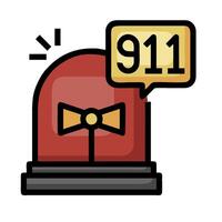 911 icon with a red and yellow bell vector