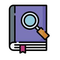 A book with a magnifying glass and a ribbon vector