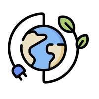 Earth globe with plant and plug icon vector