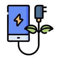 Electricity charging phone icon illustration vector