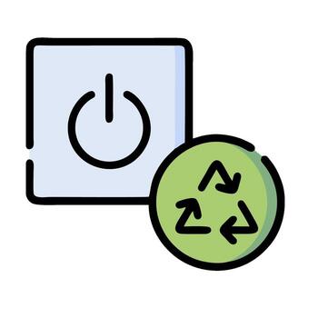 A recycle symbol and a power button vector