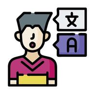 A man with a speech bubble and a sign that says a vector