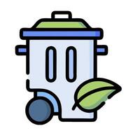 A trash can with a leaf on top vector