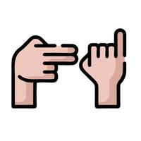 Two hands pointing at each other with one finger pointing up vector