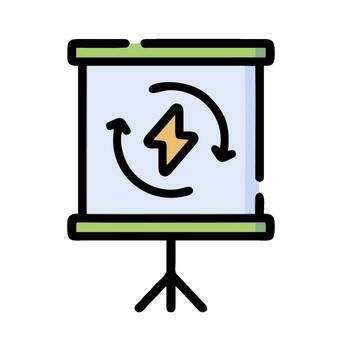 A presentation screen with a lightning bolt on it vector