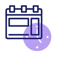 A calendar icon with a clock on it vector