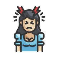 A woman with a red head and a lightning bolt on her forehead vector