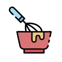 A bowl with a whisk and a spoon in it vector