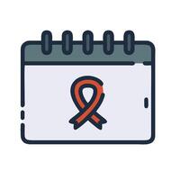 A calendar with an orange ribbon on it vector