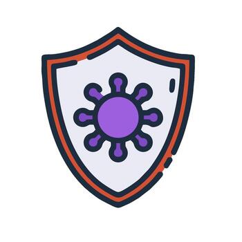 A shield with a virus on it vector