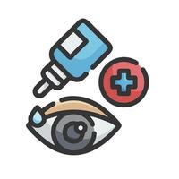 Eye and syringe icon with a drop of blood vector