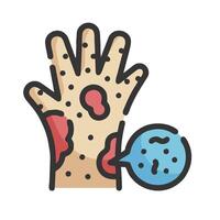 A hand with a rash and a blue bubble vector