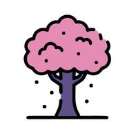 A pink tree with snow on it vector