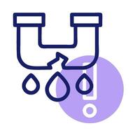 A blue icon with a pipe and water dripping vector