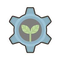 A gear with a plant inside it vector