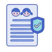 A document with two people on it and a shield vector